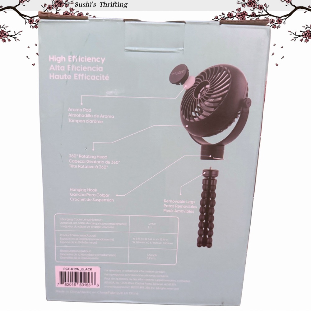 Rechargeable Personal Fan — Black - Picture 7 of 12